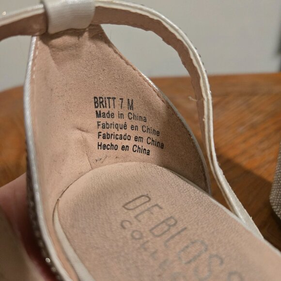 Sparkly Minimalist Ankle Strap Block Heel Sandals from David Bridal - Picture 3 of 9